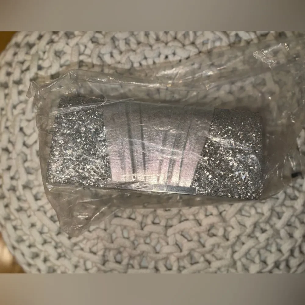Silver Glitter Evening Clutch Formal Party Wedding Handbag